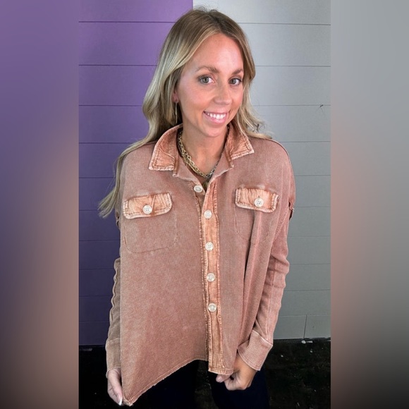 New Easel Waffle Knit Jacket Shacket Top Size Large HTF - Picture 4 of 6